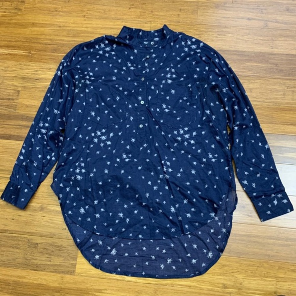 Madewell Button Down Shirt Womens Size‎ Small Navy Floral Print Long Sleeve Top